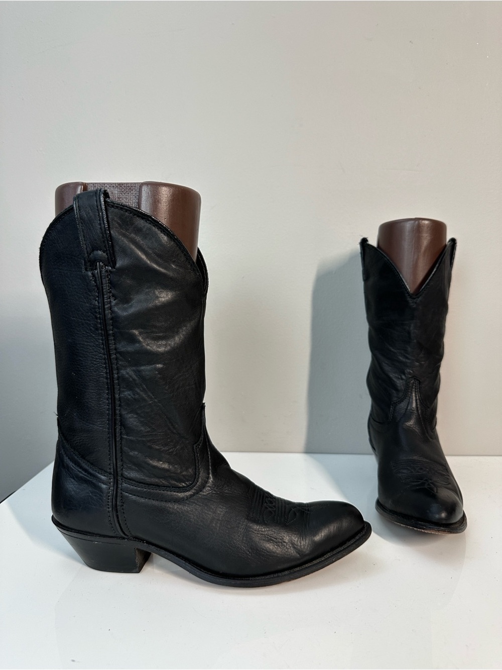 Laredo Black Leather Cowboy Boots Size 7.5 Western Rodeo
